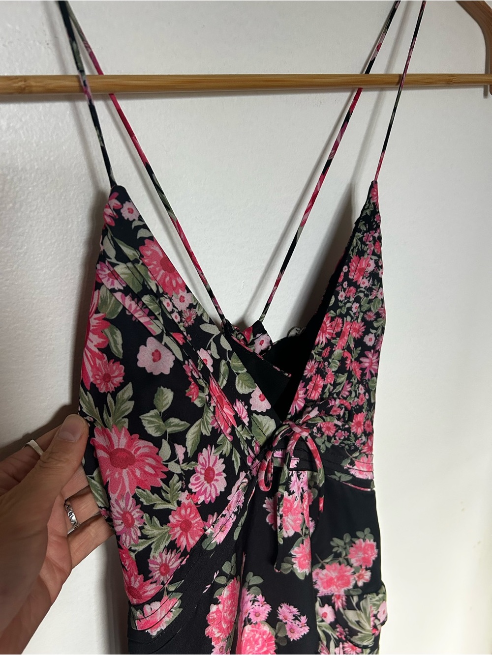 For Love And Lemons Black and Pink Floral Lace-Panel Maxi Dress - Picture 8 of 8